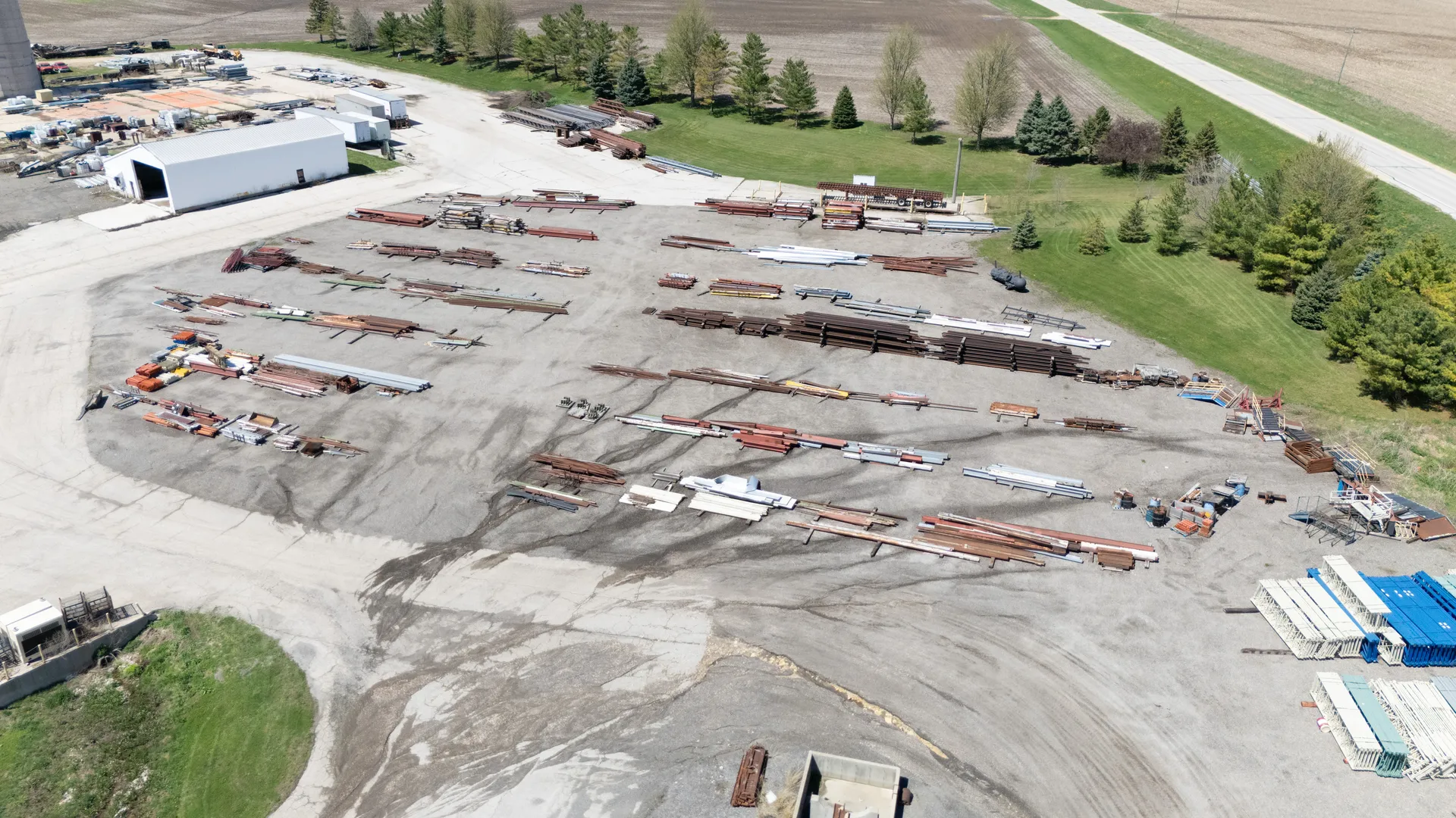 Aerial view of steel yard